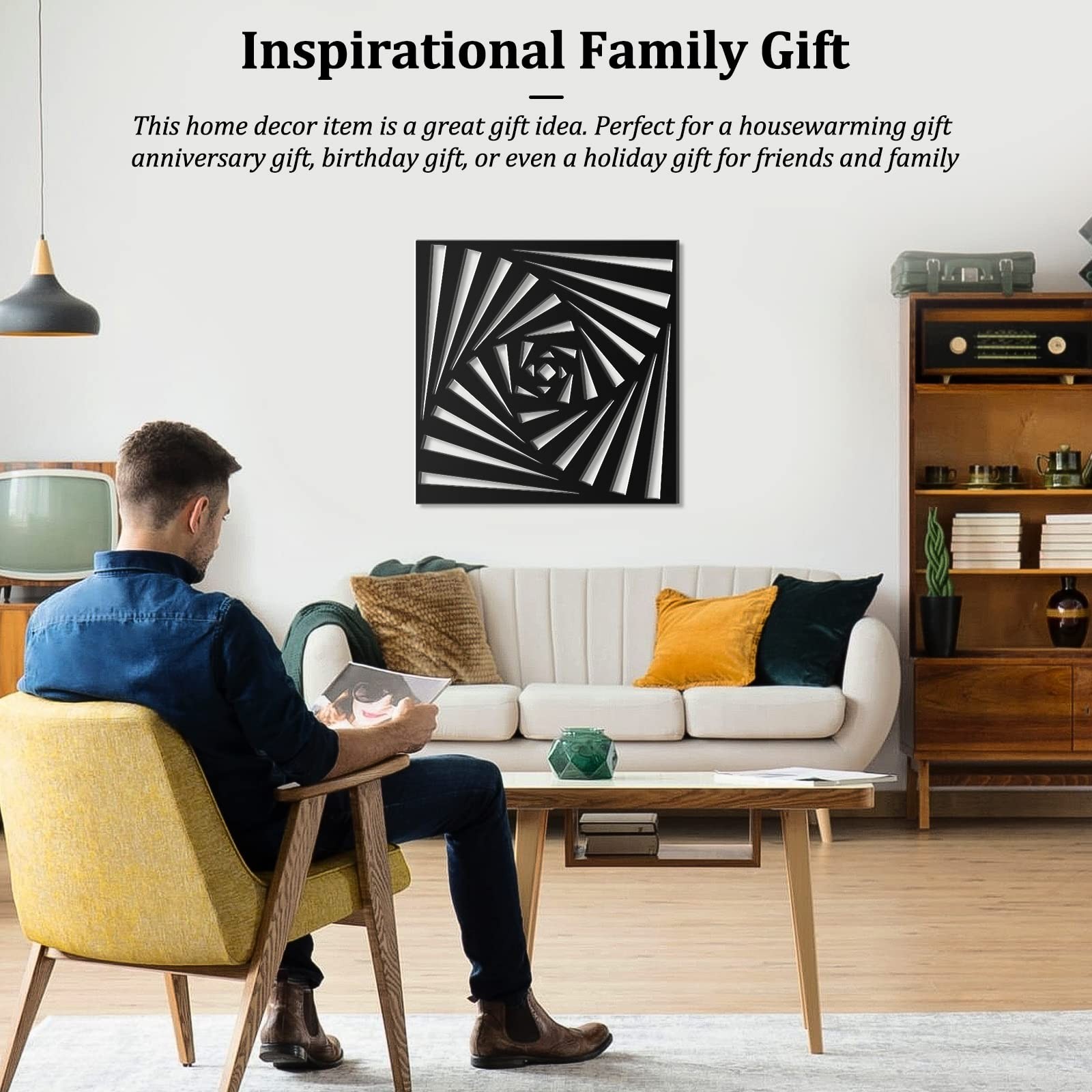 18in Large Abstract Black Wall Art Minimalist Geometric Wall Decor Modern Wall A