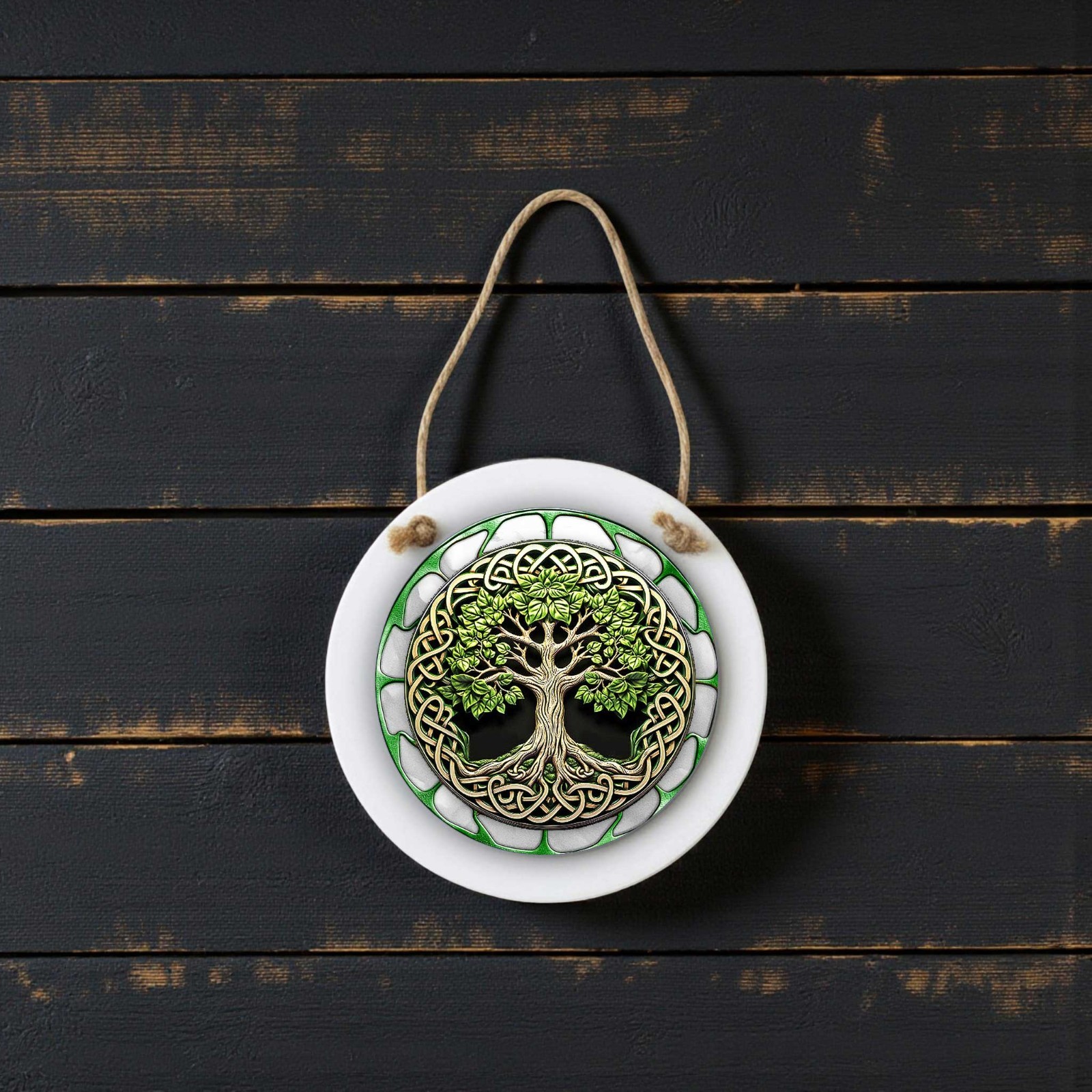 Tree of Life Sign – Small Wall or Window Hanging Wreath Accent Plaque 4.8 Inches