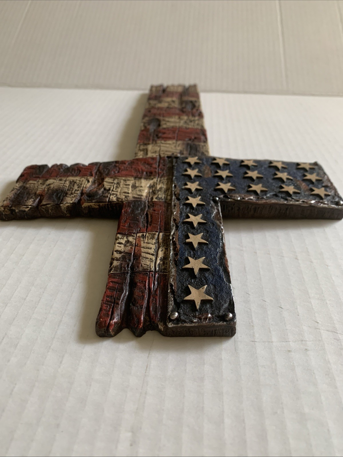 Rustic American Patriotic Flag 8in X 14in Hobby Lobby Wall Hanger Cross Decor