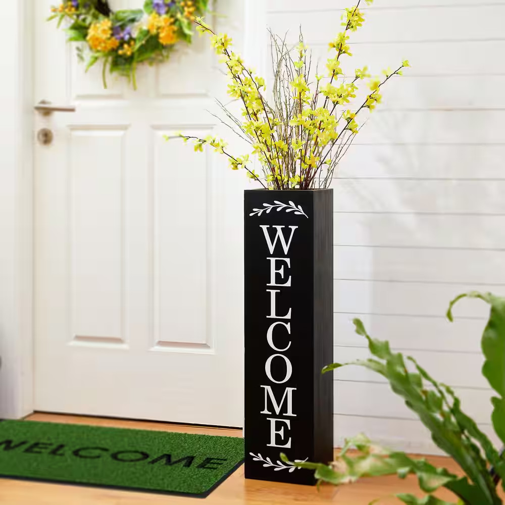 30 In. H Black Double Sided Wooden Boxed “Welcome Porch” Porch Sign