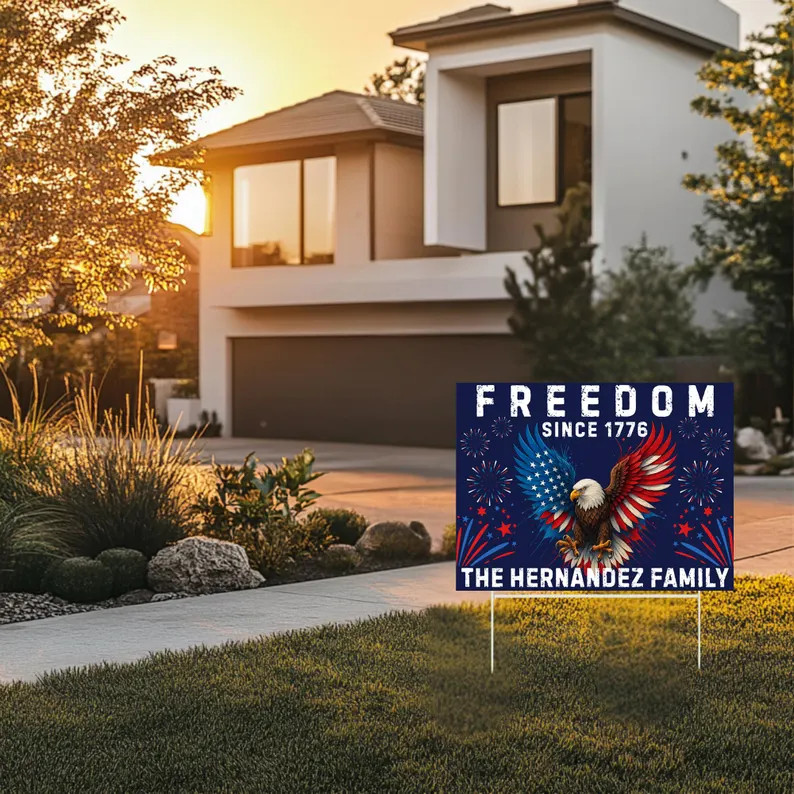 America Patriotic Yard Sign USA Flag Outdoor Decor Election Display Garden