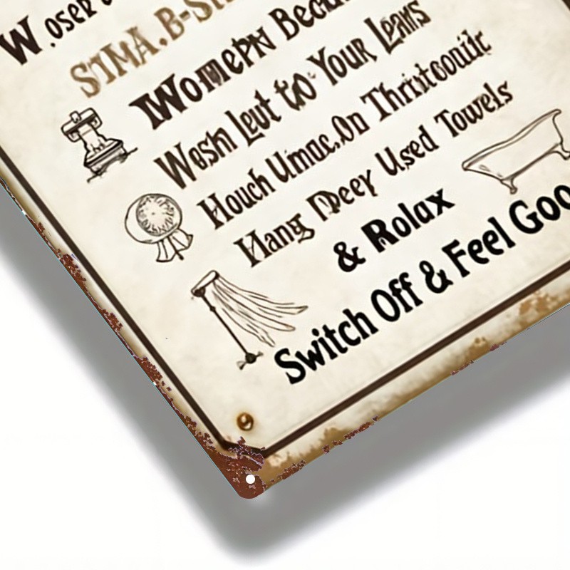 Metal Bathroom Sign Vintage English Decor 8X12 Inches