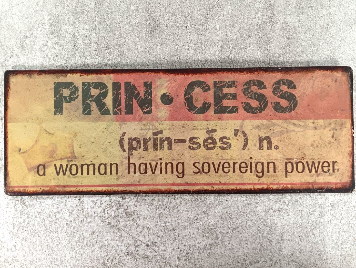PRIN-CESS a woman having sovereign power Metal Sign 12.5″ x 4.5″