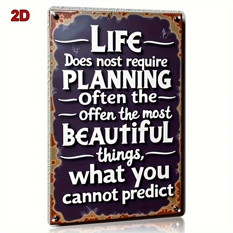 Purple Vintage Life Quote Metal Sign Farmhouse Living Room Entry Home Wall Decor