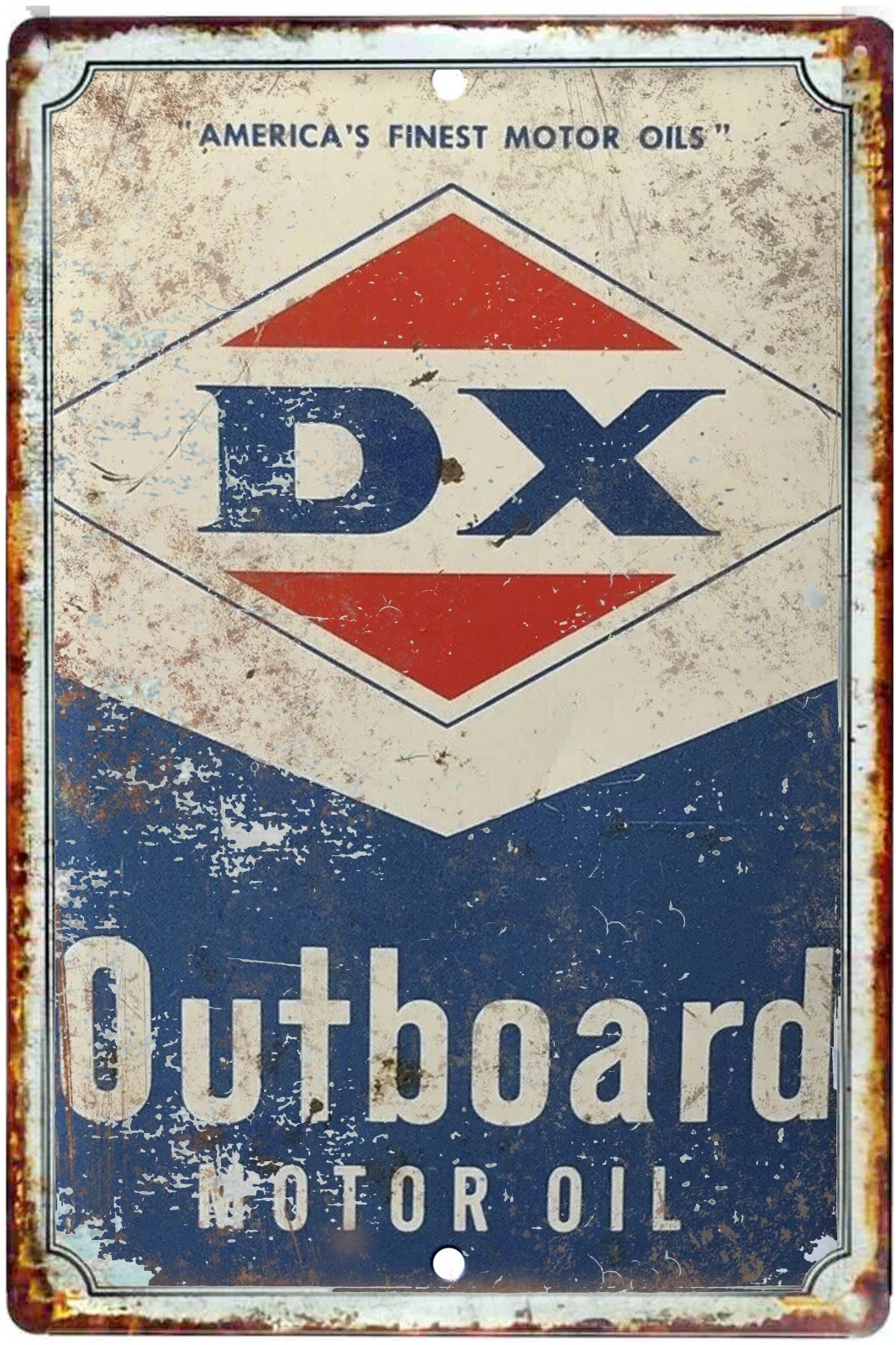 DX Outboard Motor Oil Advertising Tin Sign Size to 12 x18 old Vintage