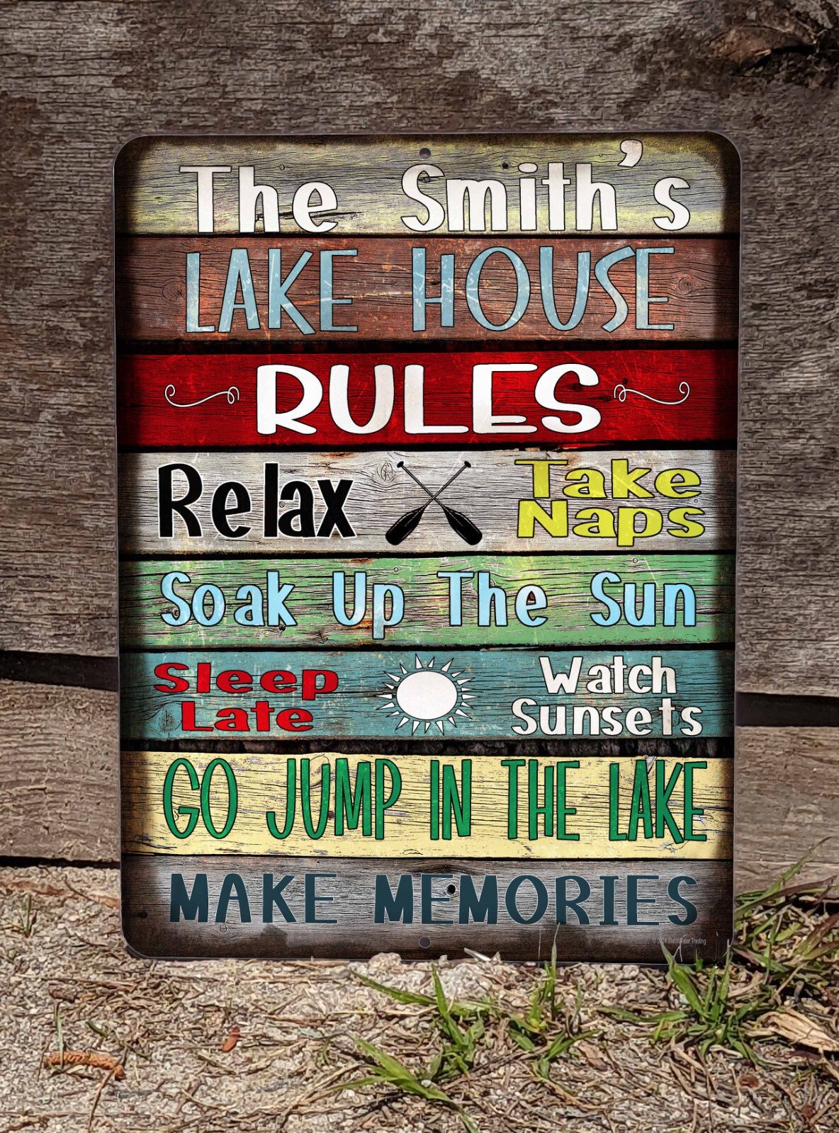 Personalized Lake House Rules Make Memories 9 x 12″ Metal Cabin Cottage SIGN
