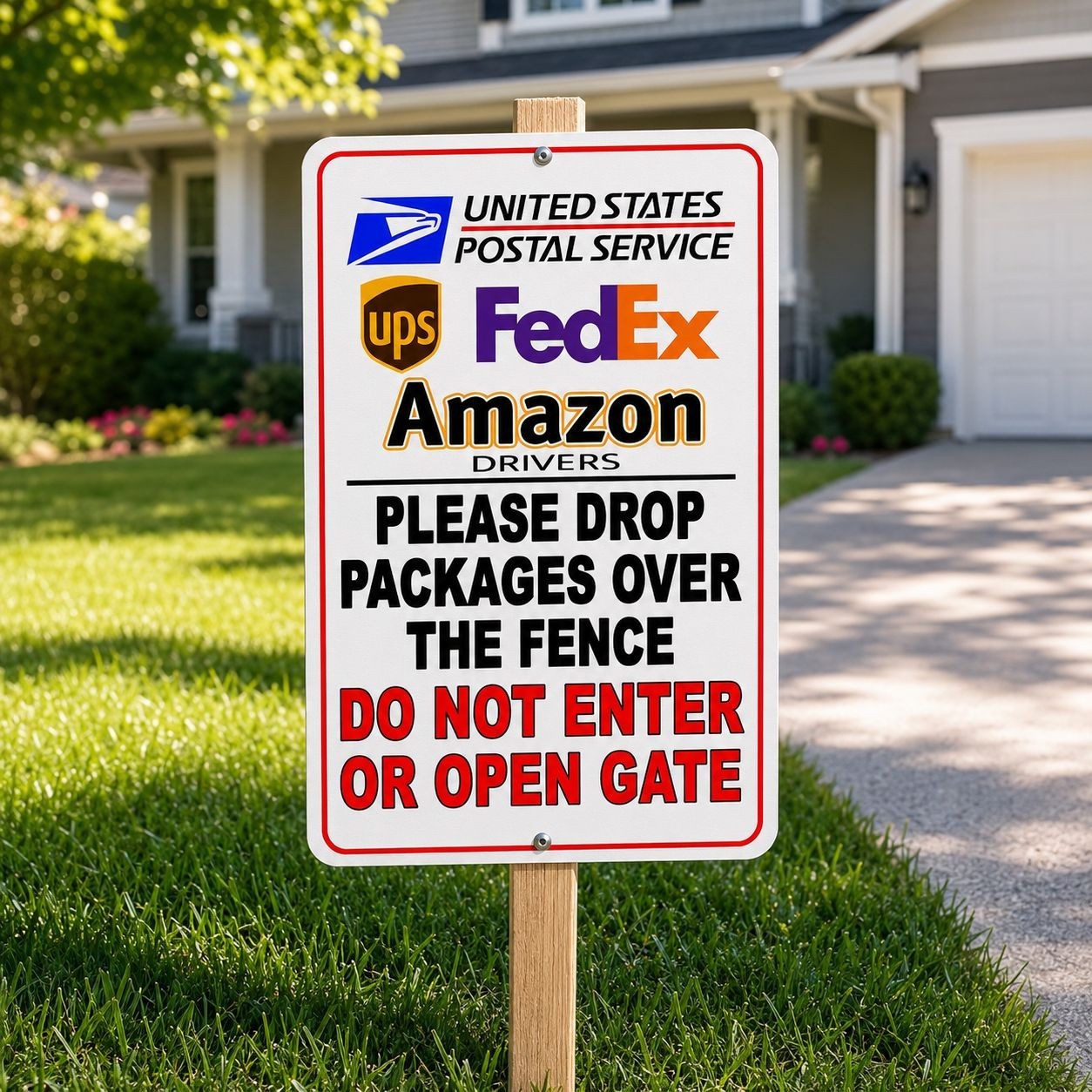 Drop Packages Over Fence Do Not Enter Or Open Gate Sign Or Decal 6 Sizes deliver