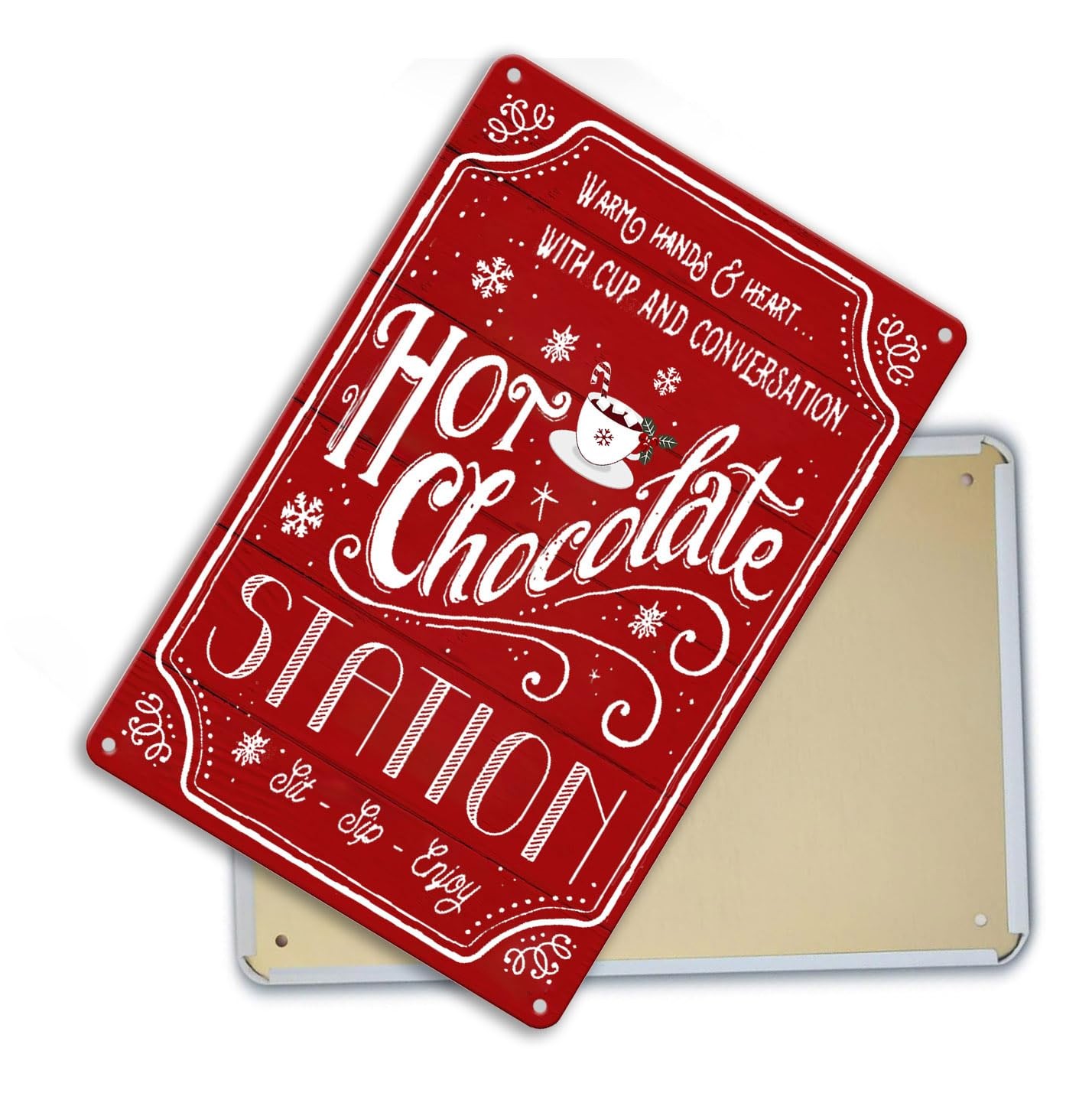 Red Hot Cocoa Bar Sign – Metal Signs, 8 X 8 inches x 12 inches, Christmas01