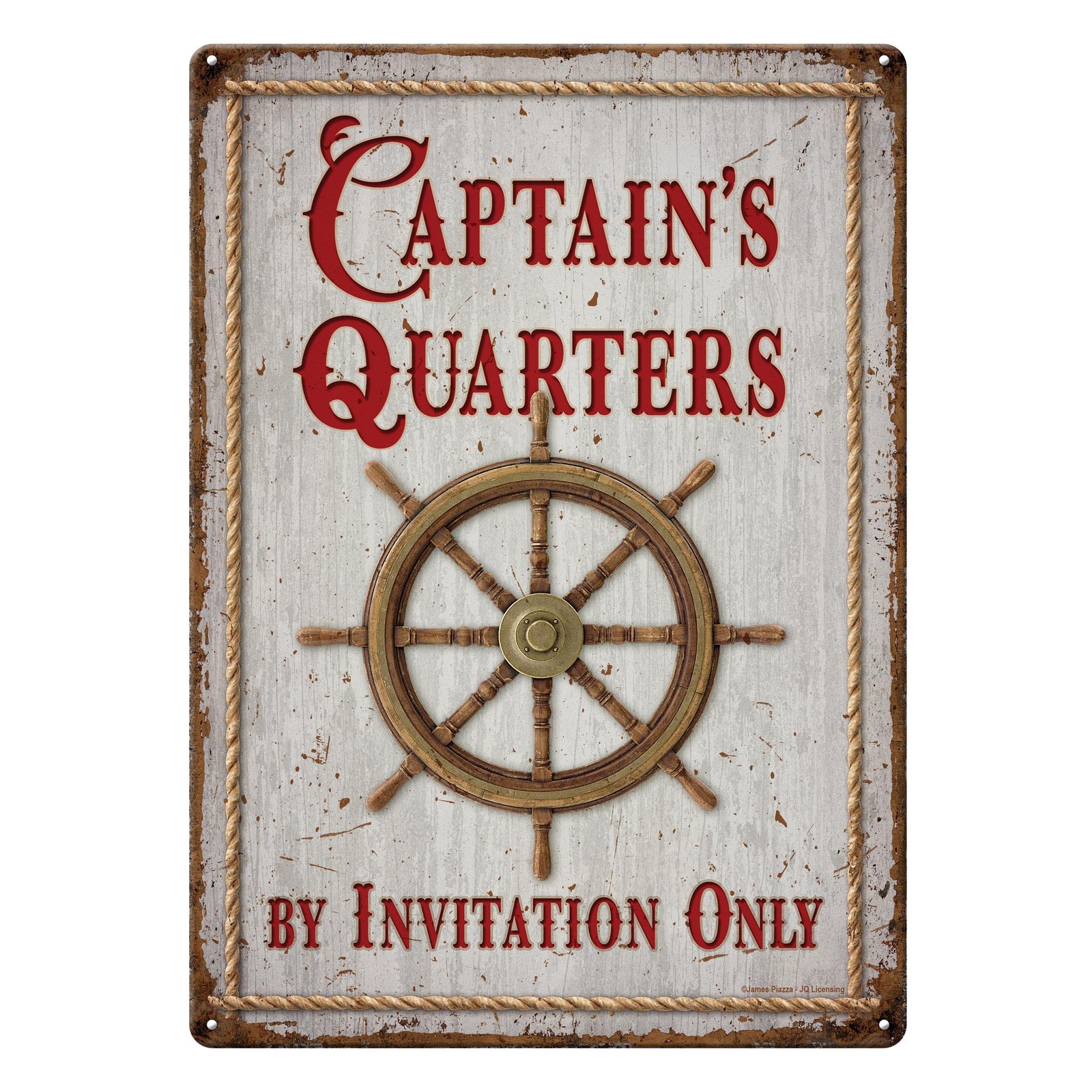 Rivers Edge Products Tin Sign, 17″ x 12″ Weatherproof Metal Wall Art, Captain’s