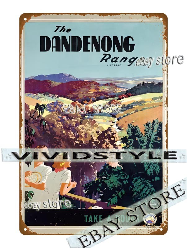 Tin Sign 1930s Dandenong Ranges Victoria Australia Travel Poster Art art prints