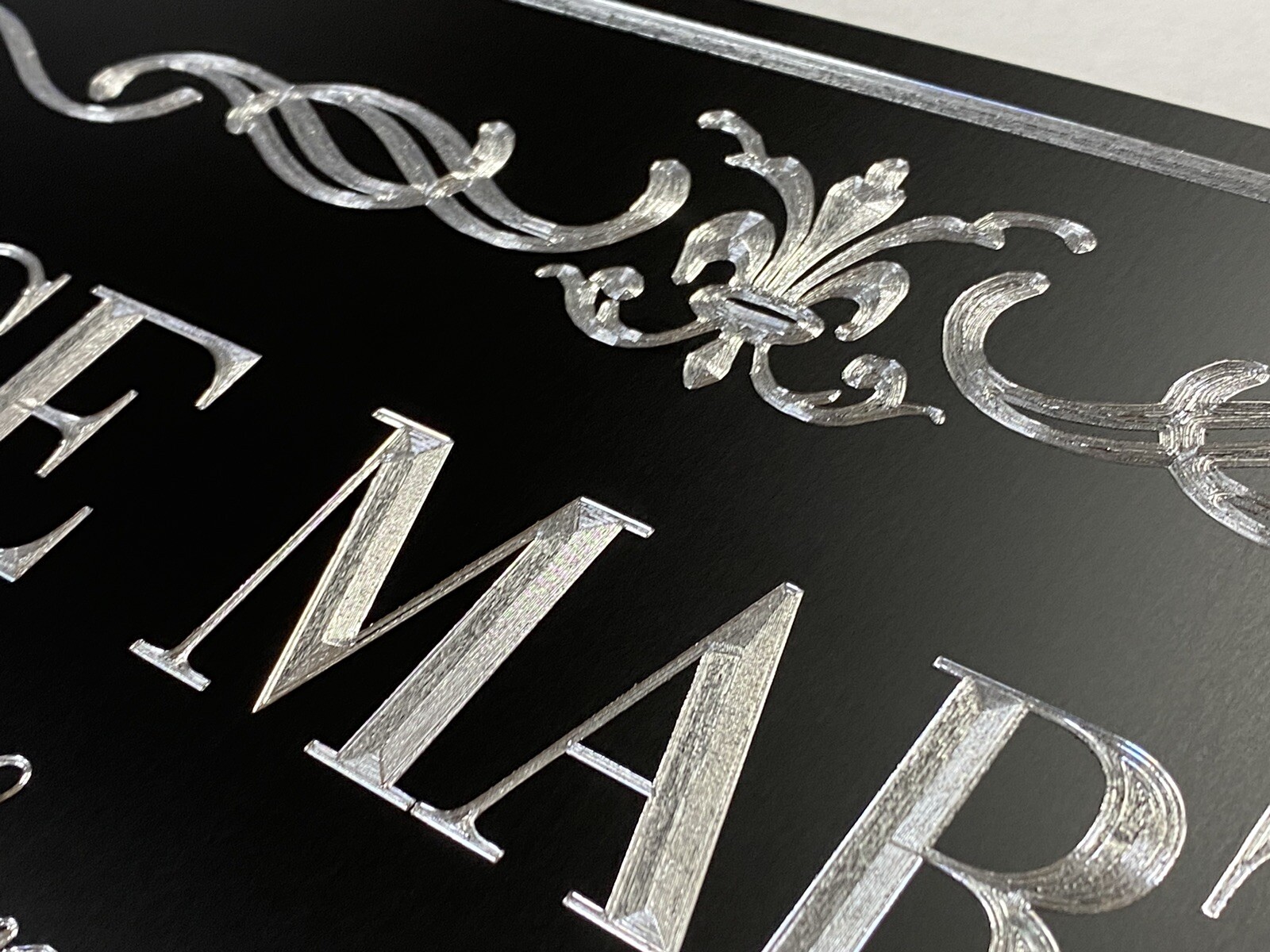 Engraved Custom Memorial Grave Marker Diamond Etched Black Metal Sign Plaque