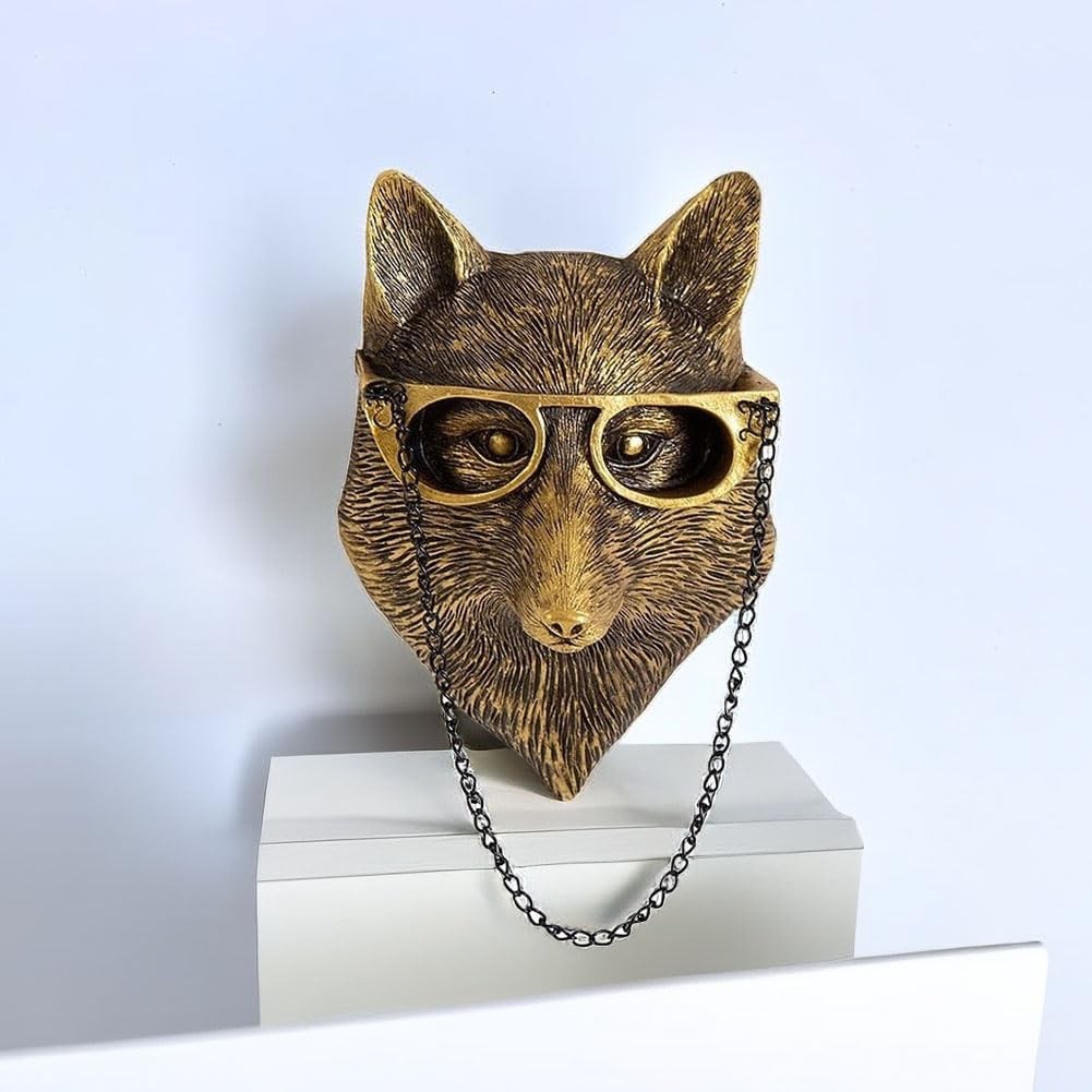 1 Pcs Fox Wall Sculpture Animal Head Wall Decor Head Wall Decor Faux Taxiderm…
