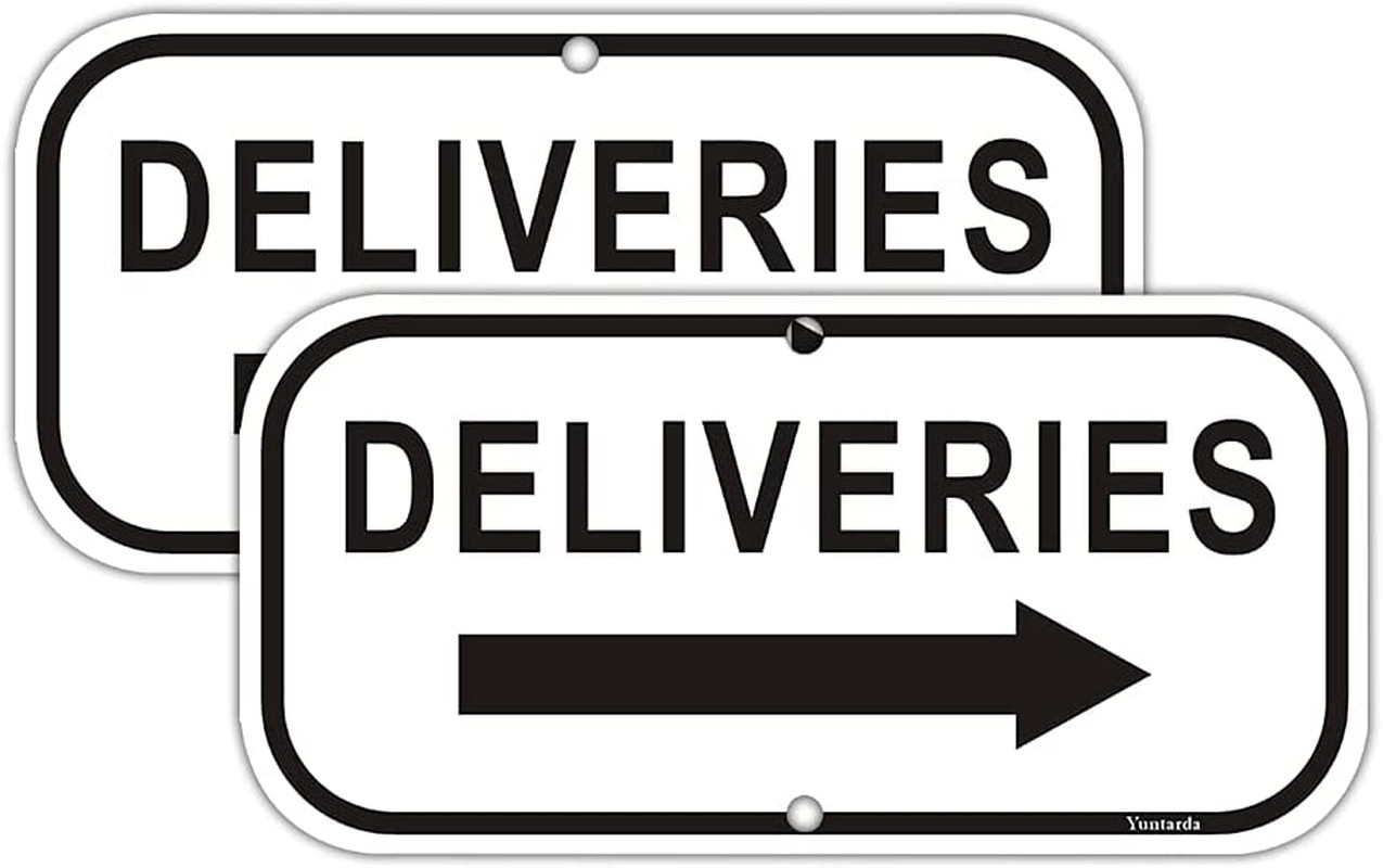 2-Pack Deliveries with Arrow Right Deliveries Sign 12”X6” Rust Free 40Mil Alumi