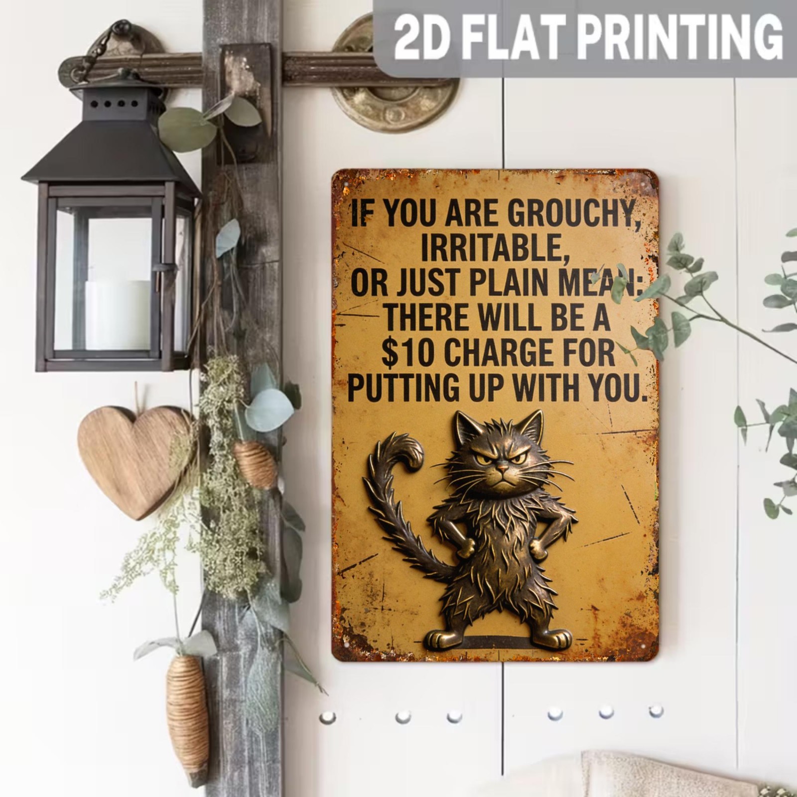 Funny Cat Metal Tin Sign If You Are Grouchy 10 Charge Office Sign Sarcastic Gift