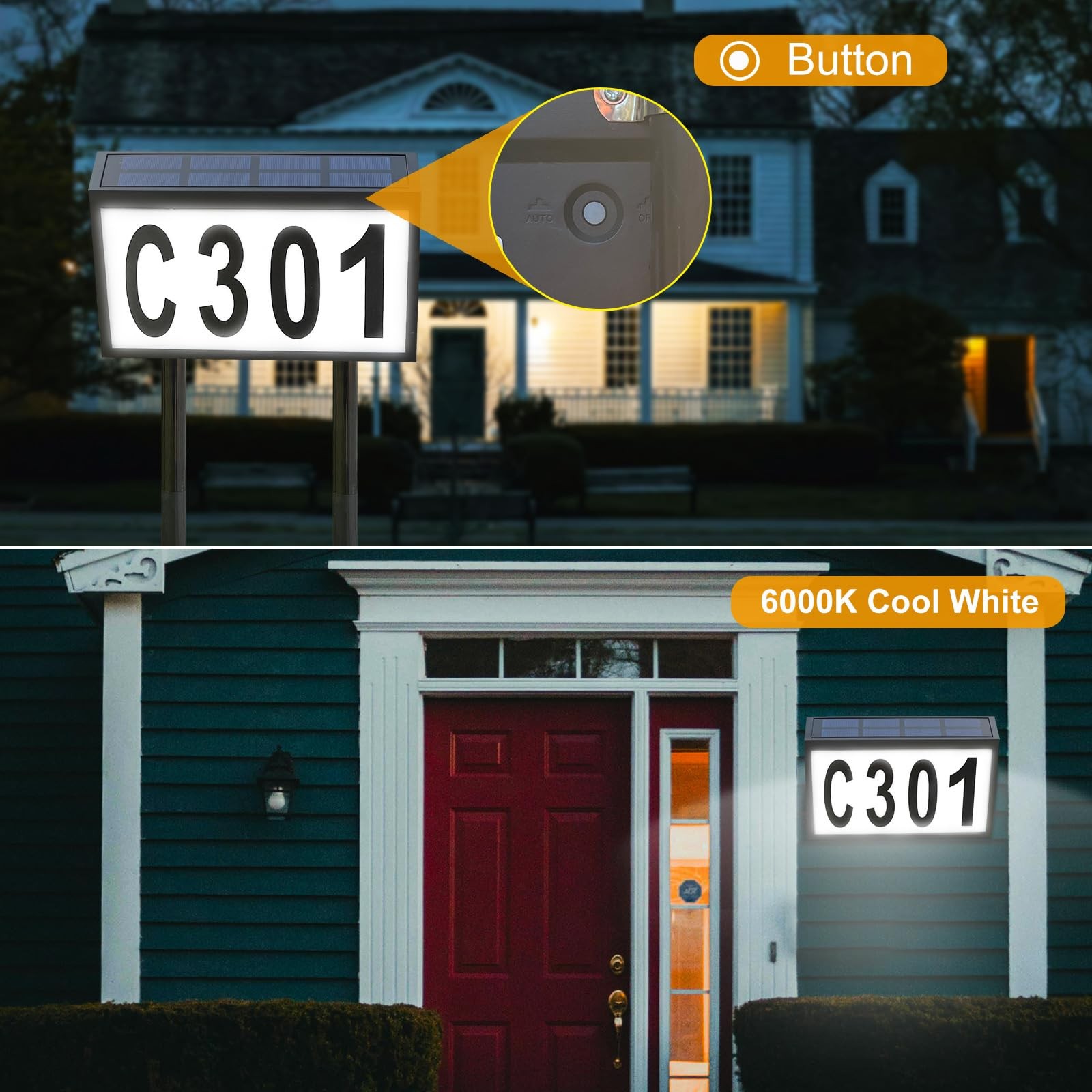 Solar House Numbers Light, Lighted House Numbers Sign Plaque Address Numbers …
