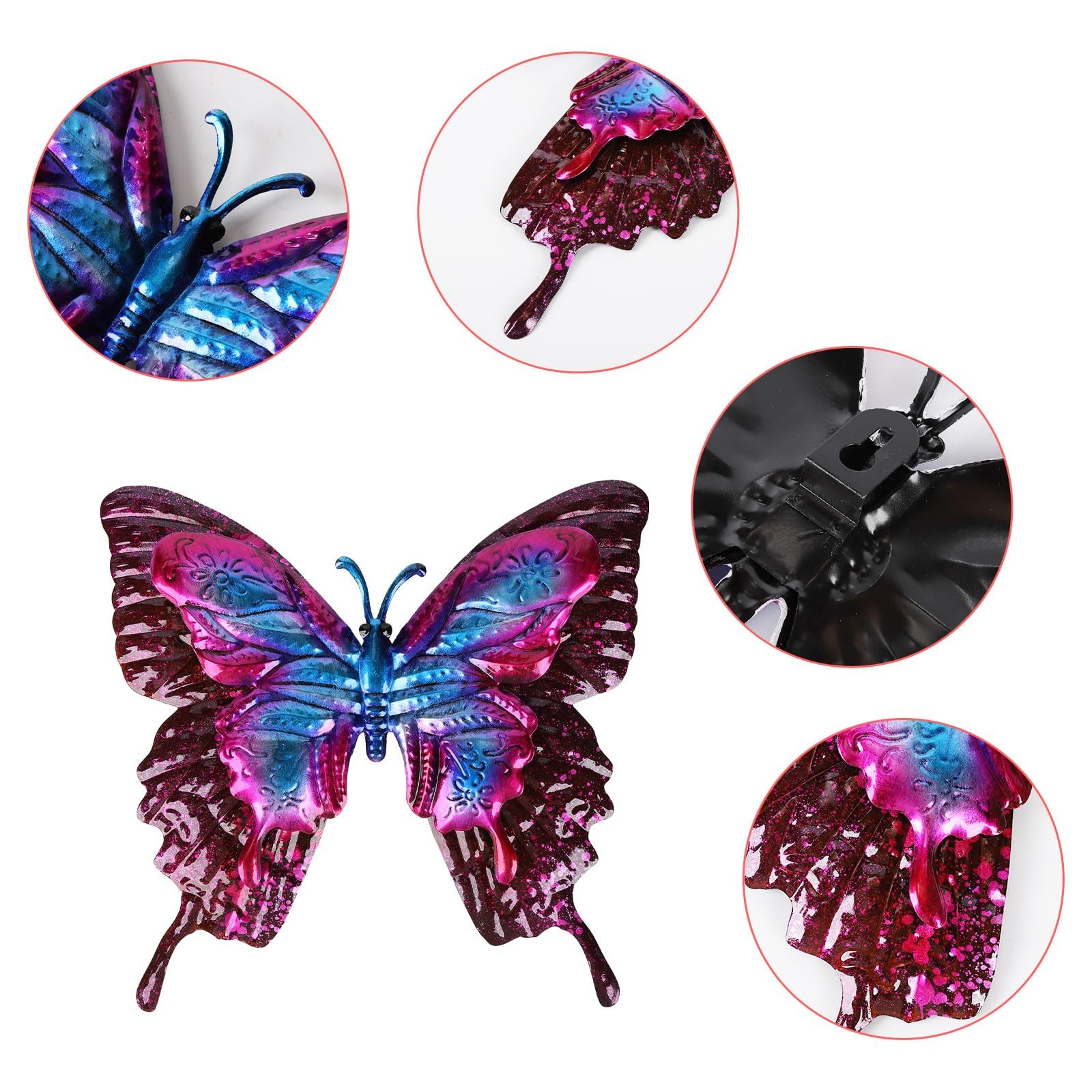 Metal Butterfly Wall Decor – 2 Pack 11.4″ Outdoor Fence Wall Art Decor, Large…