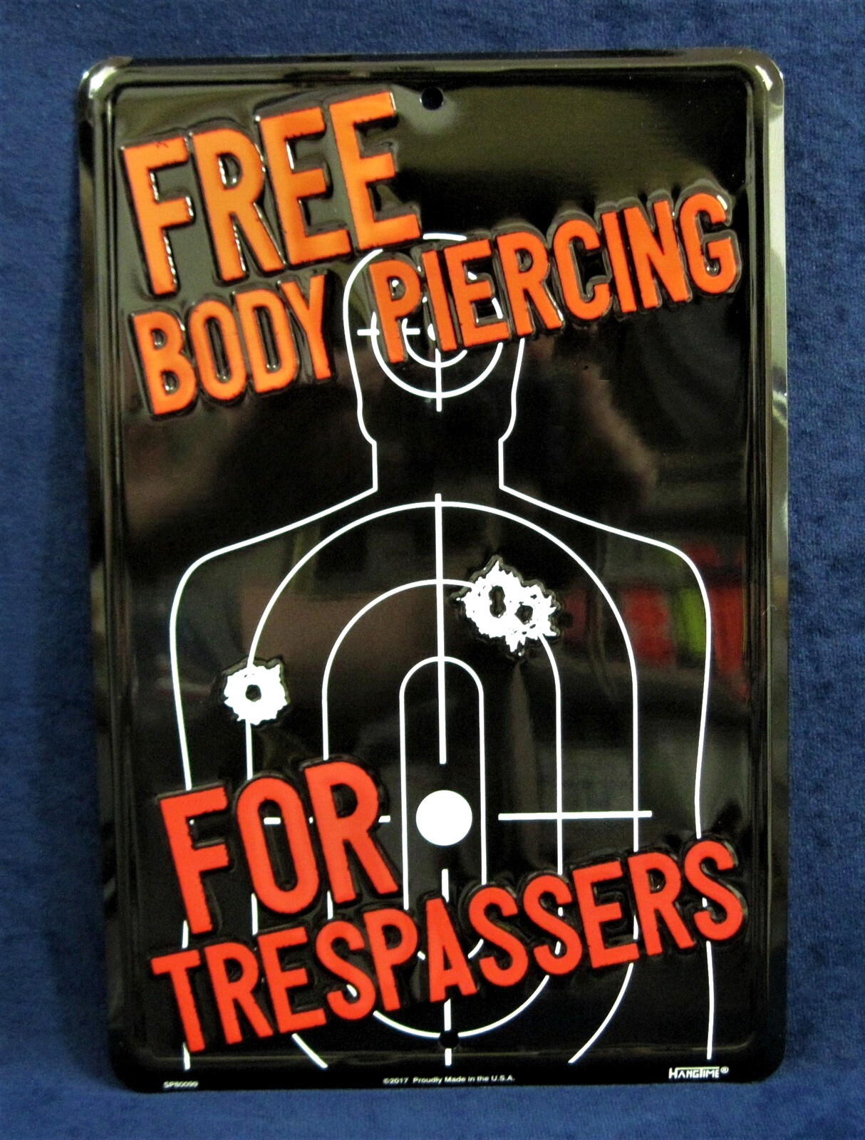 FREE BODY PIERCING – *US MADE* Embossed Metal Sign – Man Cave Garage Bar Decor
