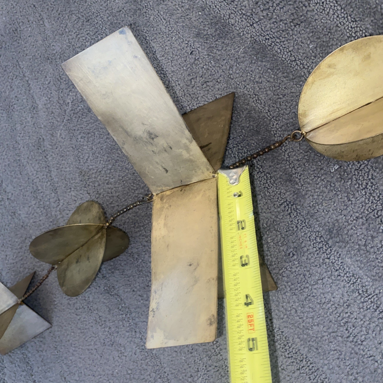 Vntg Geometric Shapes Metal Hanging Sculpture Chain Adjustable 46” RARE! MCM