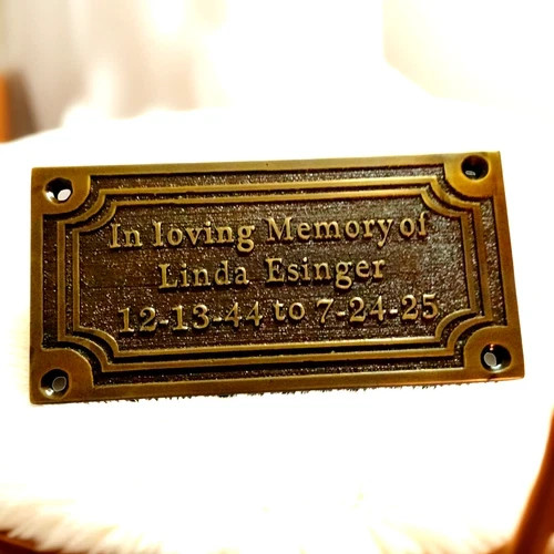 Vintage Looking Memorial Nameplate, Bench Name Plate, Brass Plaque Designer Gift