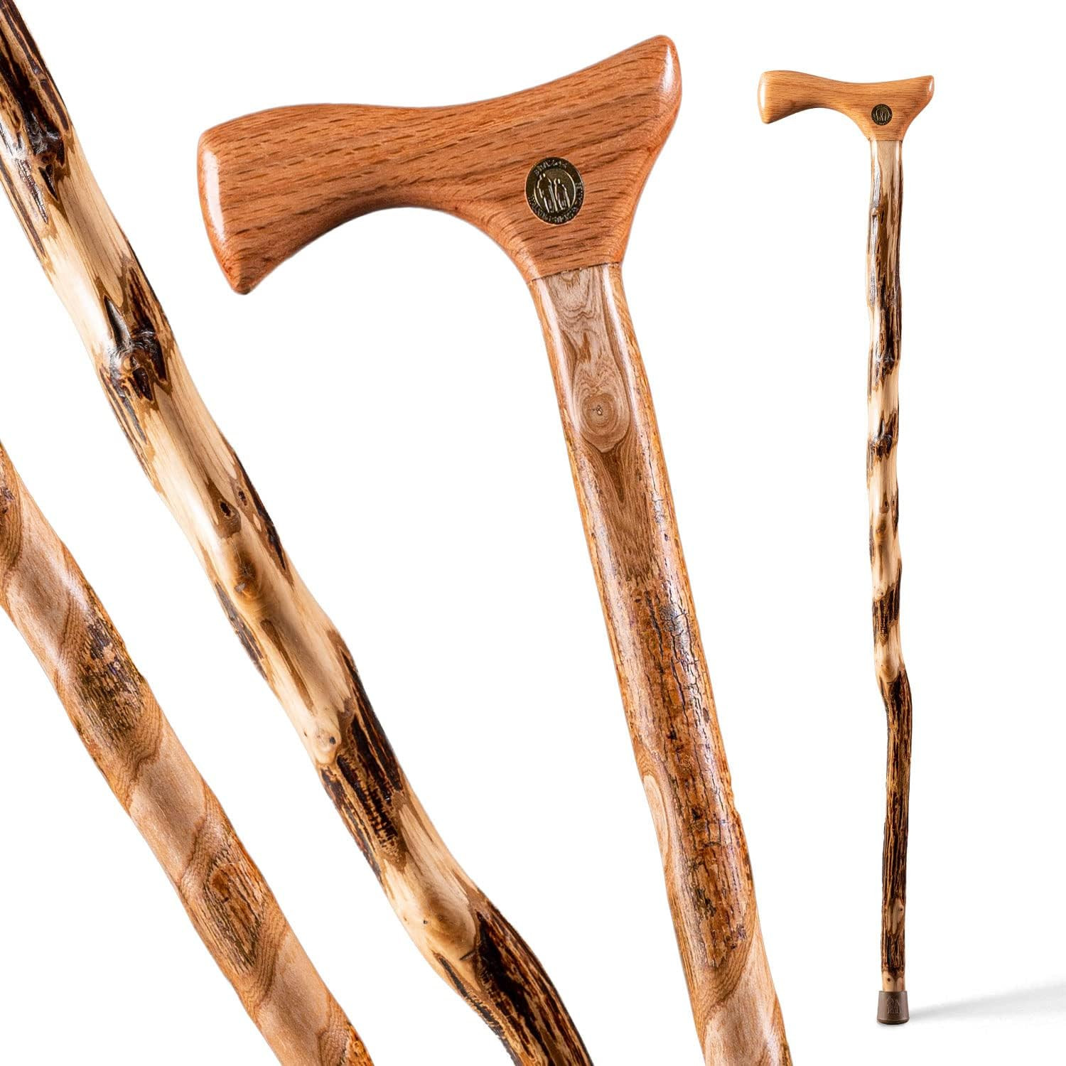 Walking Cane Rustic Natural Wood Lightweight Handcrafted USA For Men And Women