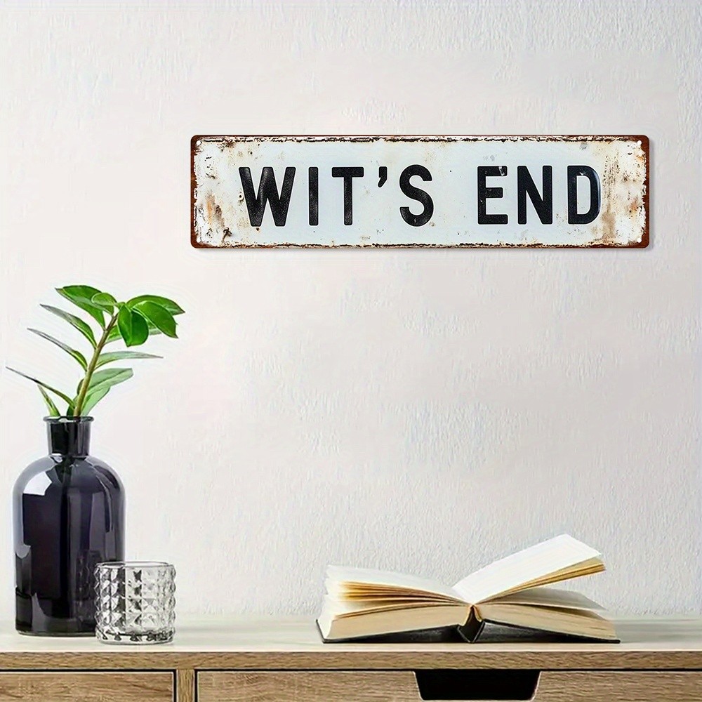 Vintage Wit’s End Metal Sign Funny Retro Wall Decor for Home Office Living Room