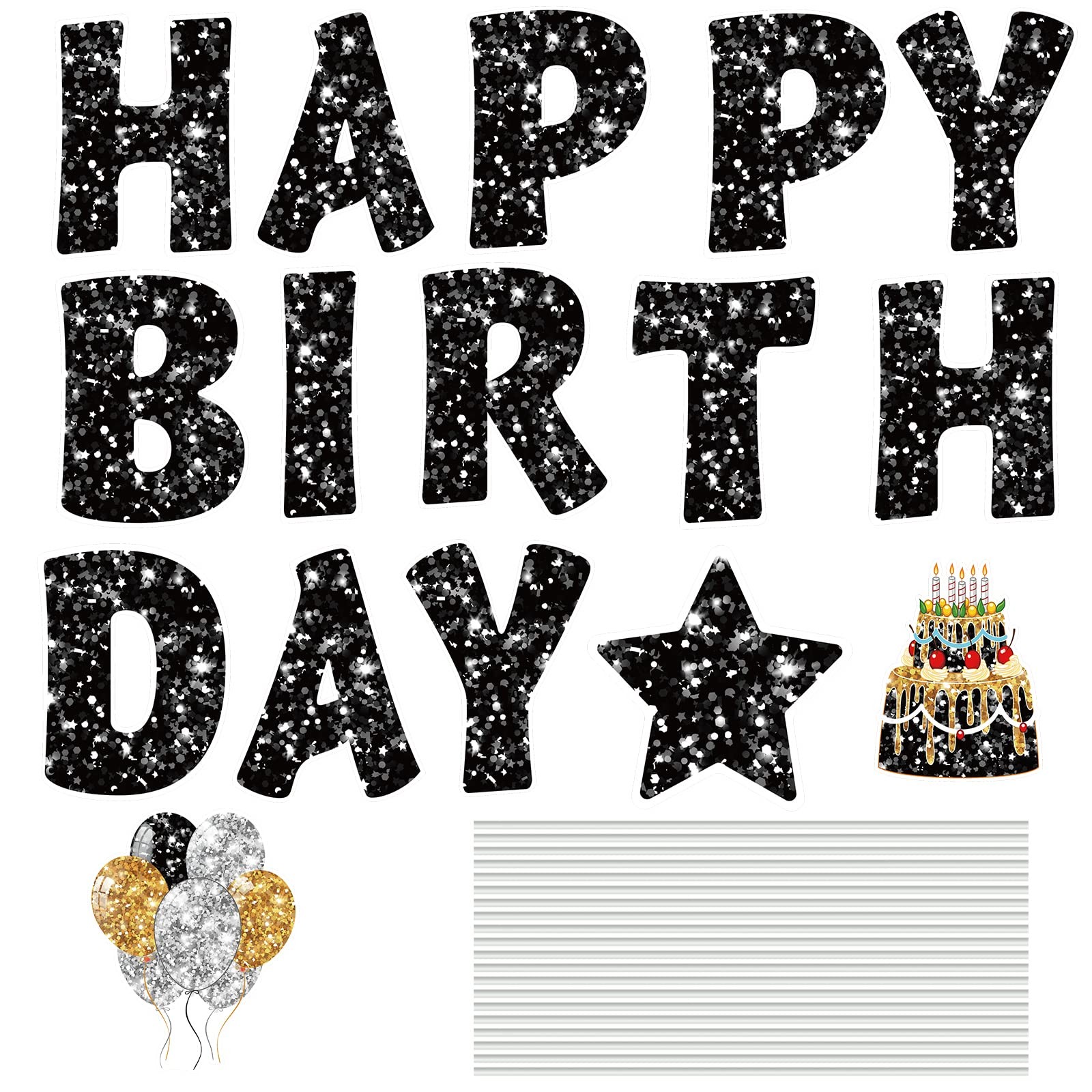 18 Pieces Happy Birthday Yard Signs with Stakes, 16 Inches Birthday Outdoor L…
