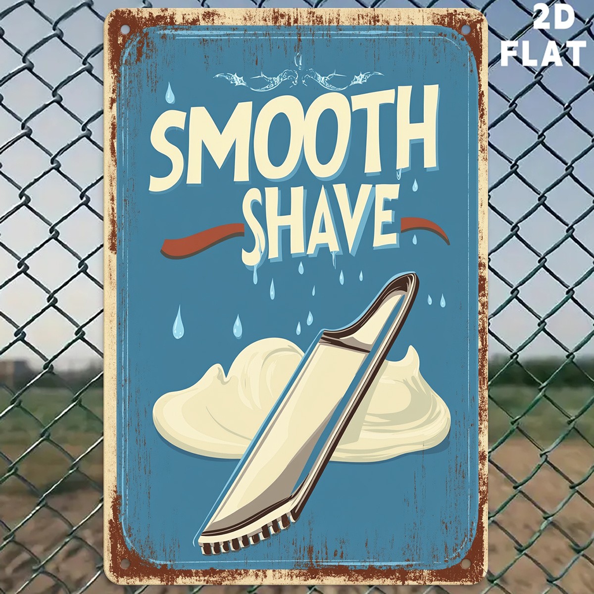 Retro Smooth Shave Graphic Metal Sign Men Bathroom Groom Wall Art Decor
