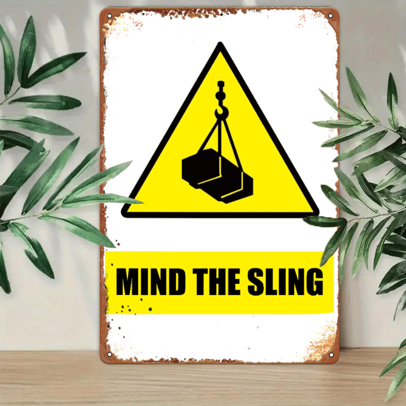 Industrial Crane Sling Warning Metal Sign Garage Shop Indoor Outdoor Wall Decor