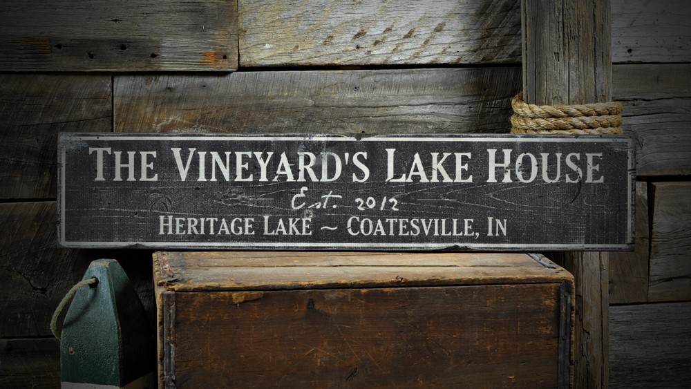 Custom Family Lake House Sign – Rustic Hand Made Vintage Wooden