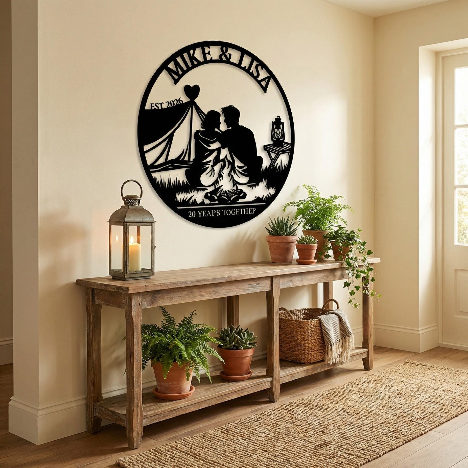 Personalized Camping Couple Metal Sign, Anniversary Campfire Wall Decor