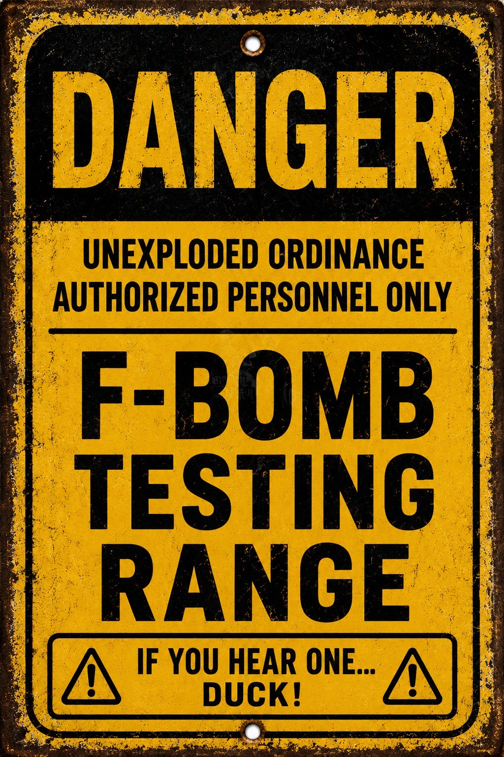 Danger F Bombs Funny Warning Sign – Metal Tin Wall Decor Shop Garage Humor 8×12