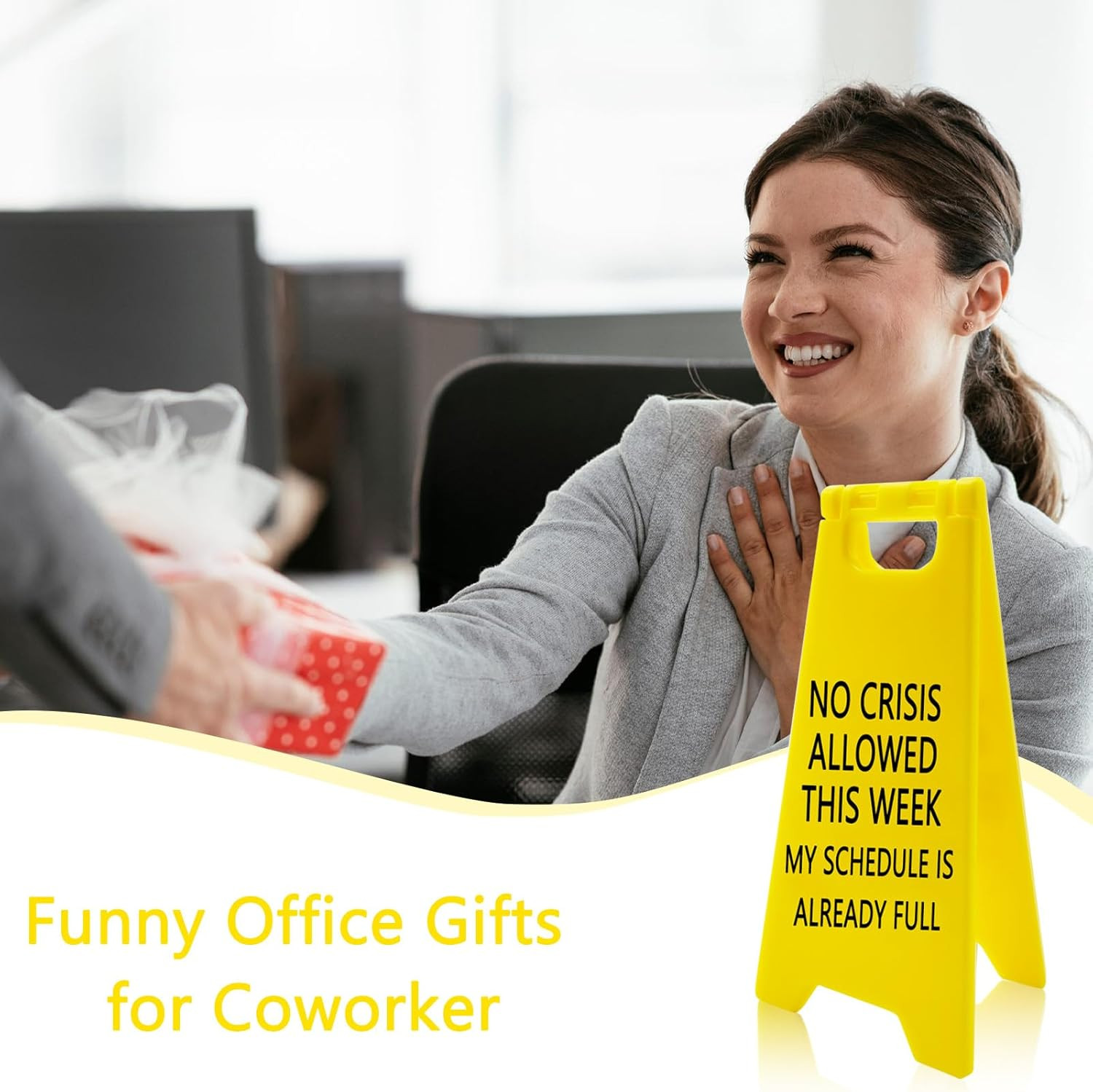 4Pcs Funny Office Desk Decor Caution Overstimulated Desk Warning Sign Accessorie