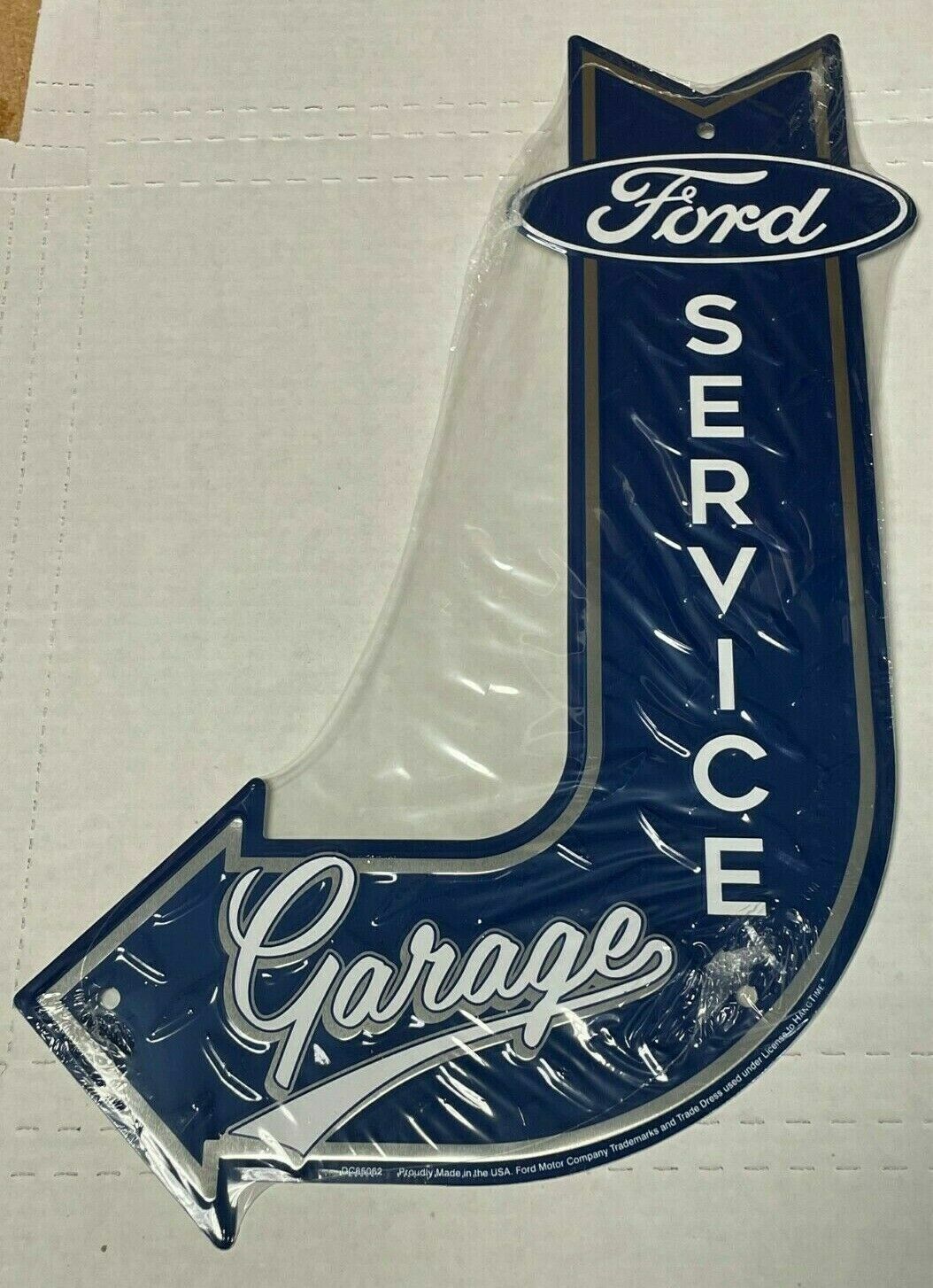 Ford Service Garage ~ 18″ x 12″ Metal J-Bent Arrow Sign, Man cave Embossed