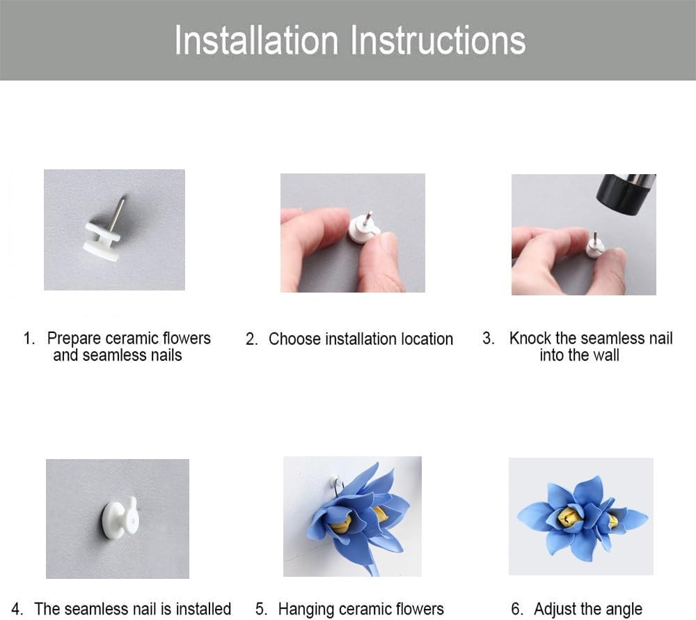 AMERRY Ceramic Wall Art – 3D Flower Hanging Sculpture, Handmade Porcelain Dec…