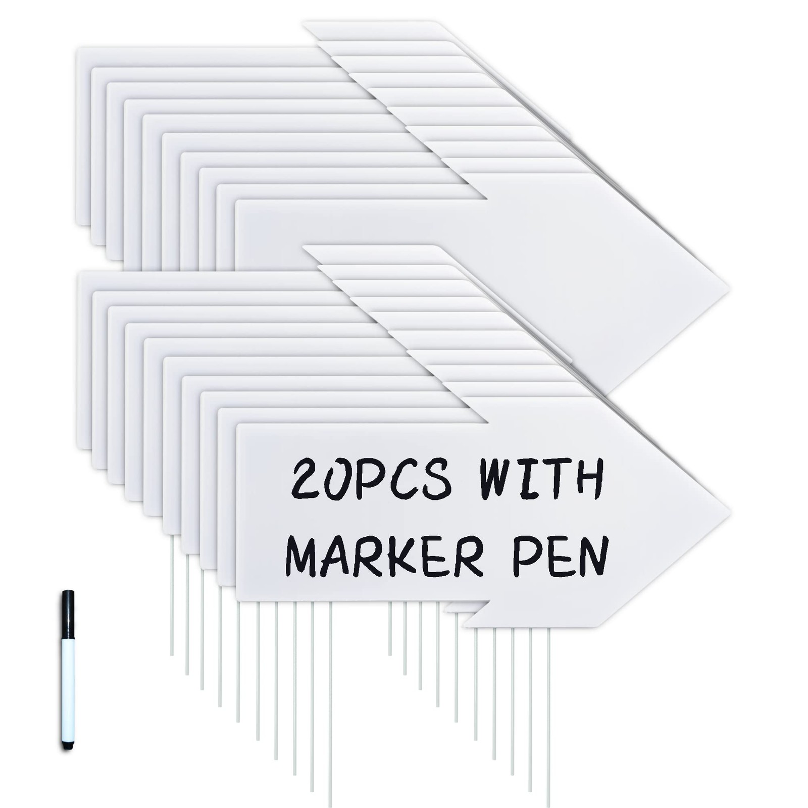 Blank Arrow Signs 15x7in 20 Pcs with Stakes – DIY for Party Decorations, Open