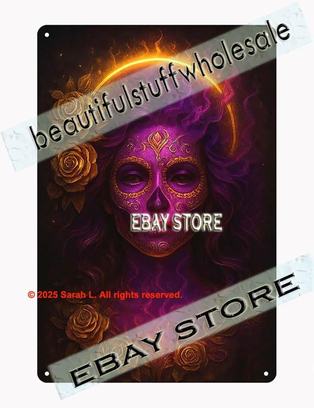 Radiant Skull Portrait Tin Sign Mystic Gothic Wall Art
