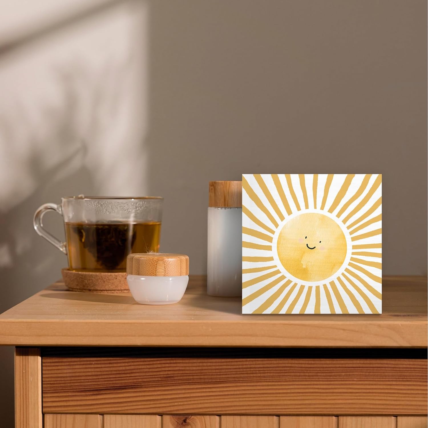 Inspirational Sun Sunshine Wood Box Sign Desk Decor 5X5, Pop Smiles Rustic