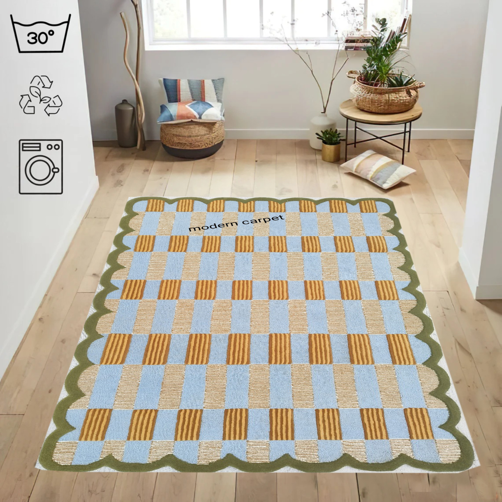 Matilda Goad Plaid Rugs Handmade 100% Woolen Hand Tufted For Home Decoration