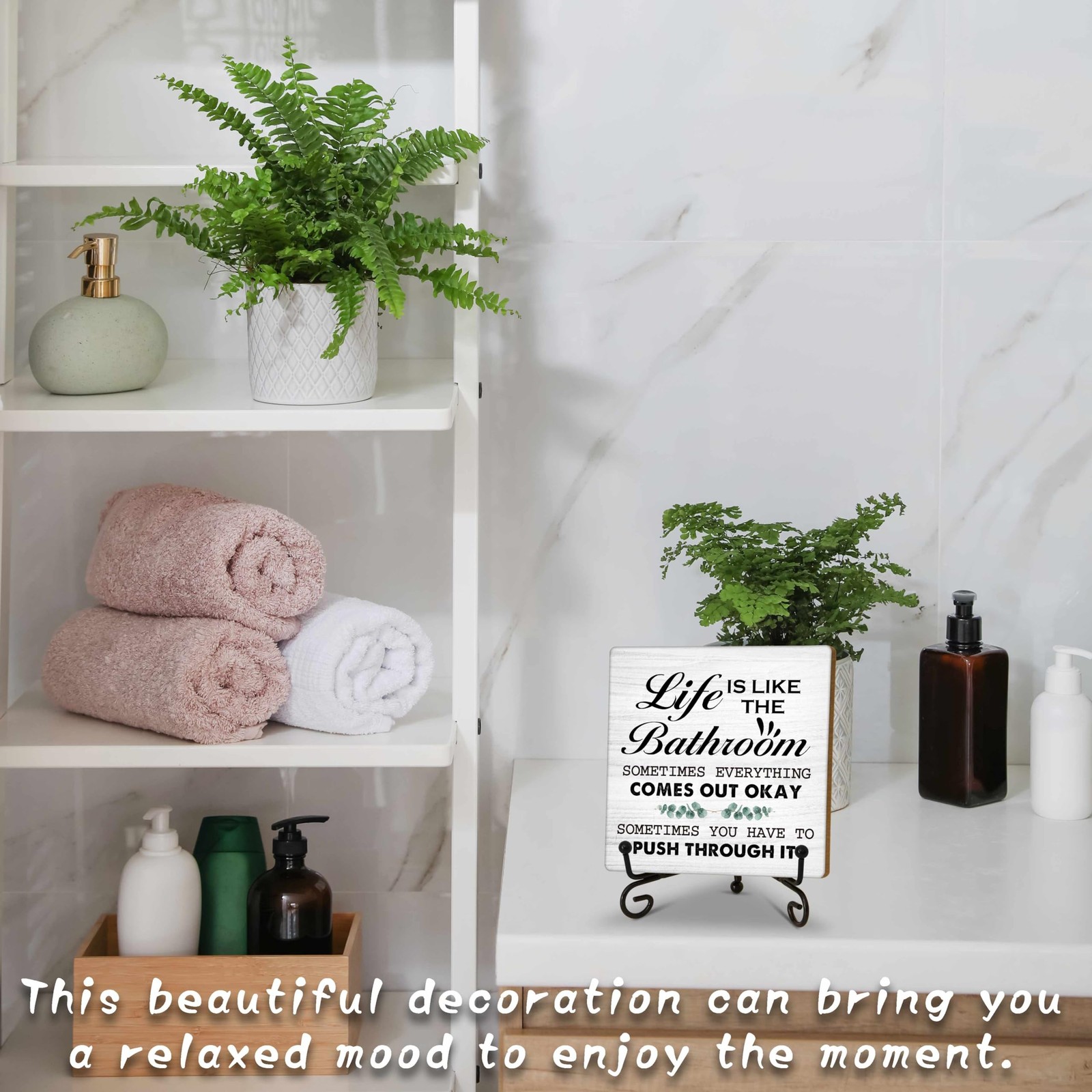Life Is Like The Bathroom Wood Decor Sign, Rustic medium, multicolor