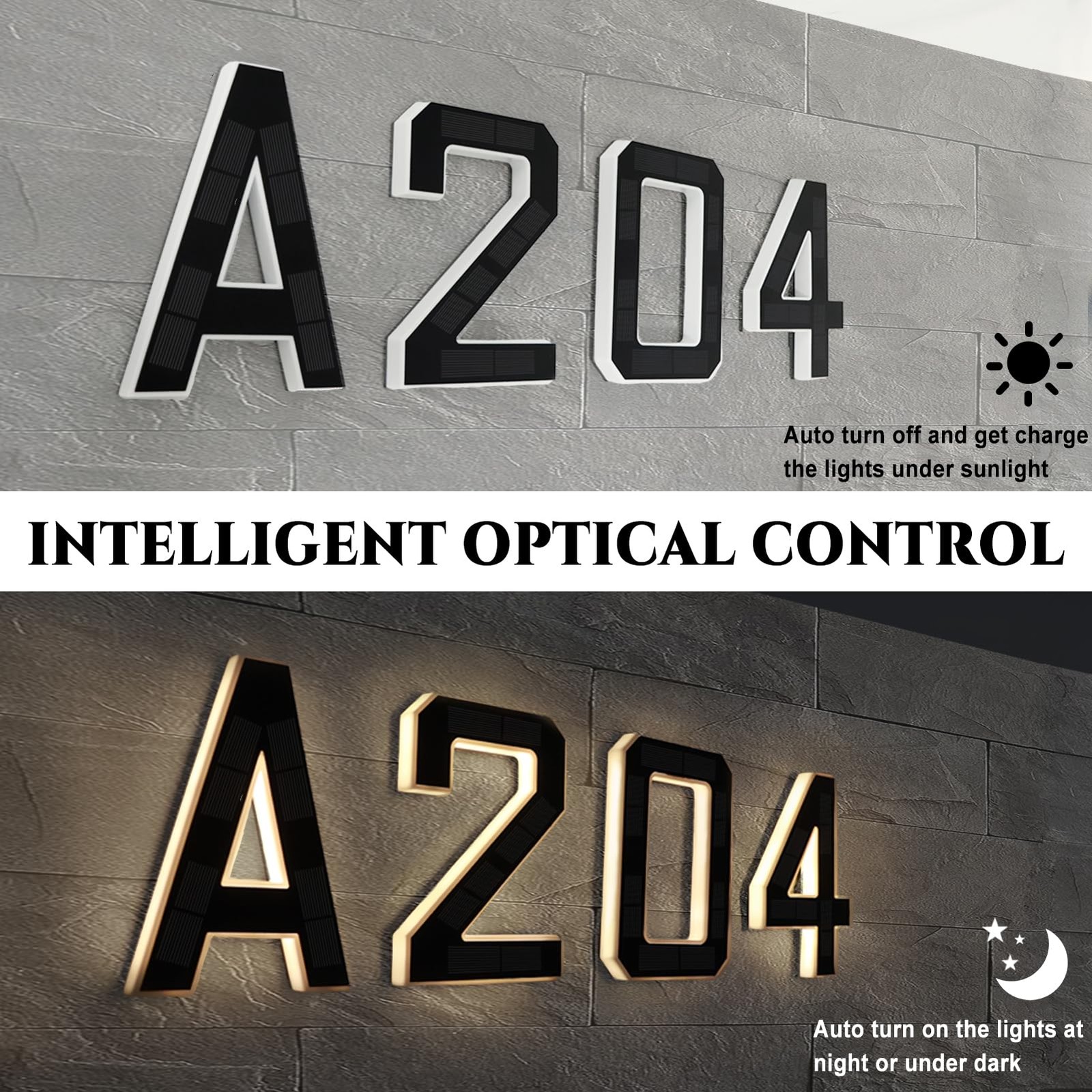 9 Inch Solar Lighted House Numbers for Outside, Light Up Waterproof LED Addre…