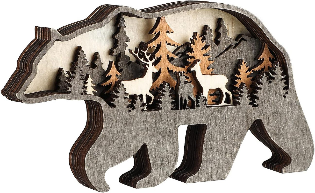 Wooden Forest Animals Bear Decor Cabin Rustic Decor Wall Decorations Mountain De