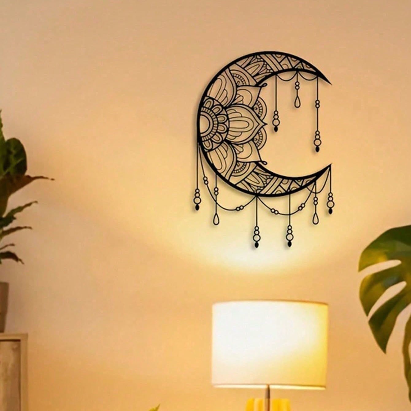 Black Mandala Moon Wall Art Metal Iron Wall Hanging for Any Room Decoration