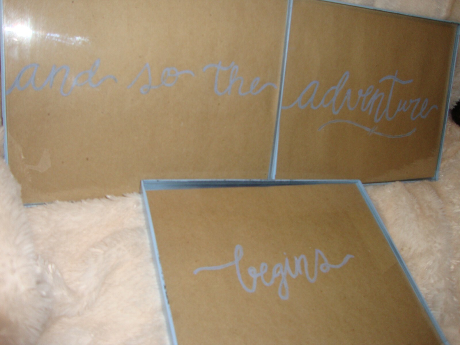 Set 3) Blue Painted Frames ~Wall Art (8″x 10″) and so the adventure begins 370