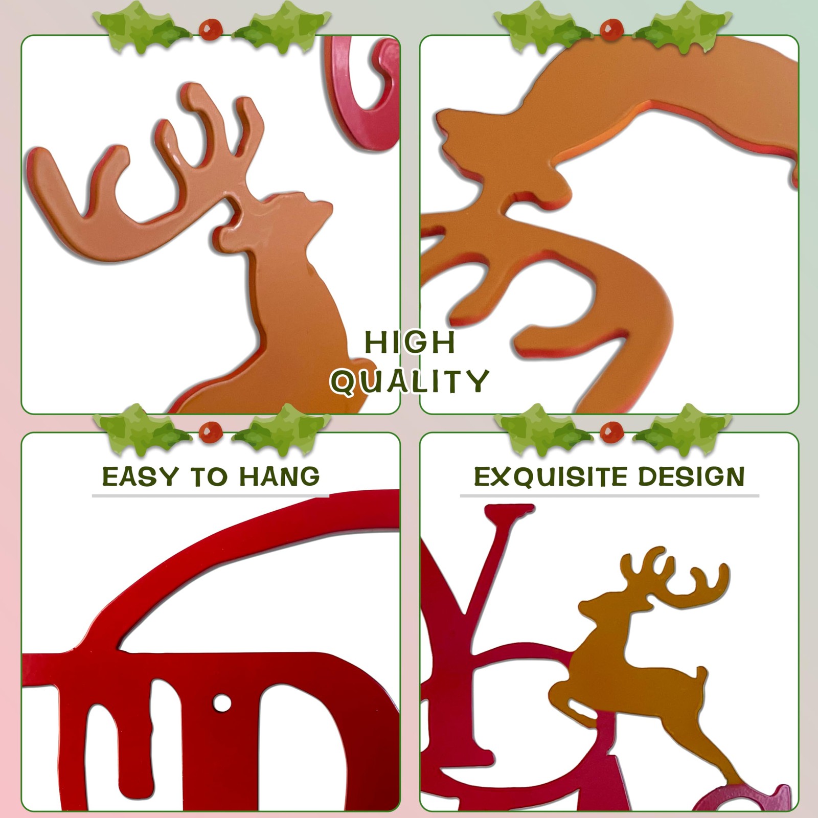 Metal Merry Christmas Wall Decor Christmas Sign Letter Decorative Hanging Pla…
