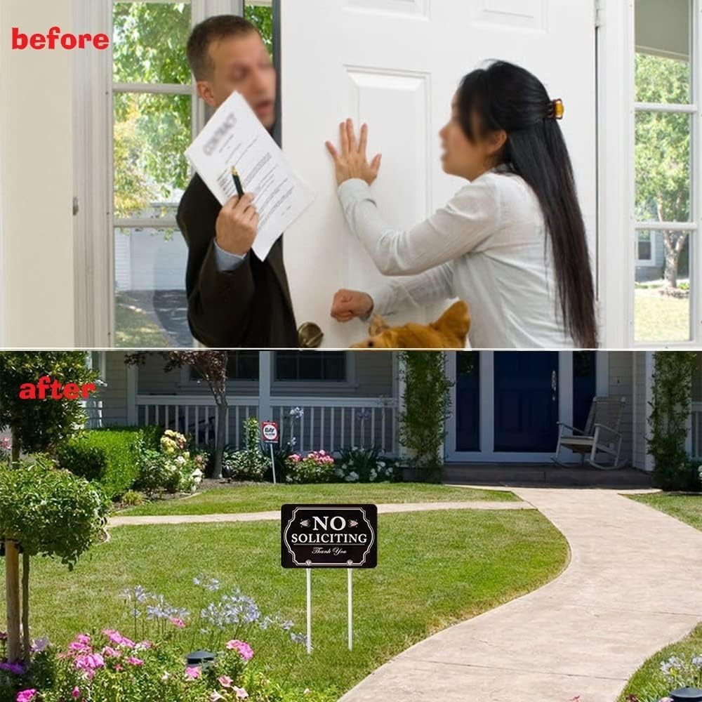 Elegant No Soliciting Yard Sign – 12×21 Inch Aluminum for Instant Curb Appeal