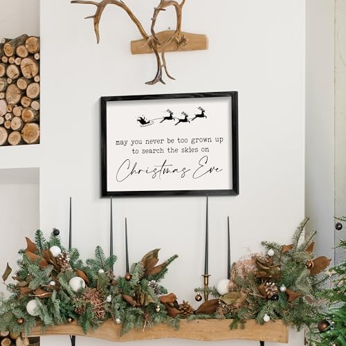 Ronasip Farmhouse Framed Christmas Wall Decor Sign May You 16.5″L x 12″W Black