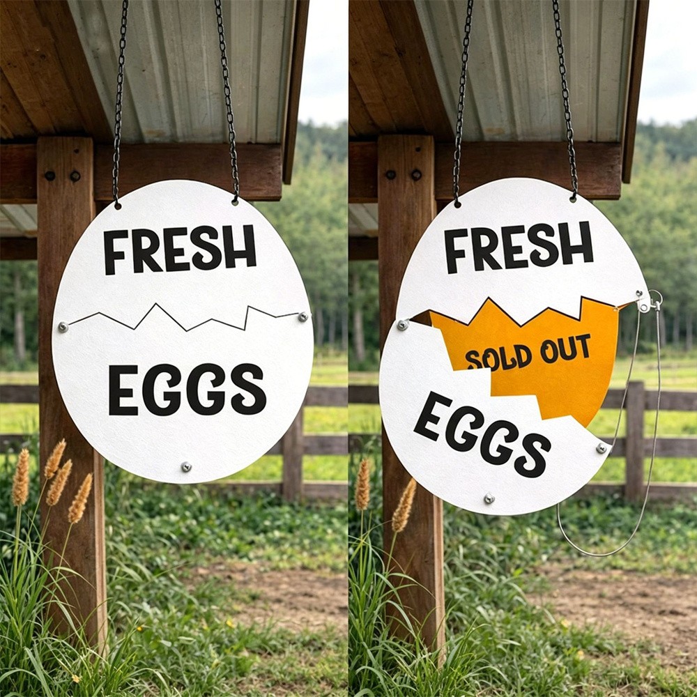 Wooden Fresh Eggs Sign Hanging Decor Farmhouse Country Stand Stall Plaque