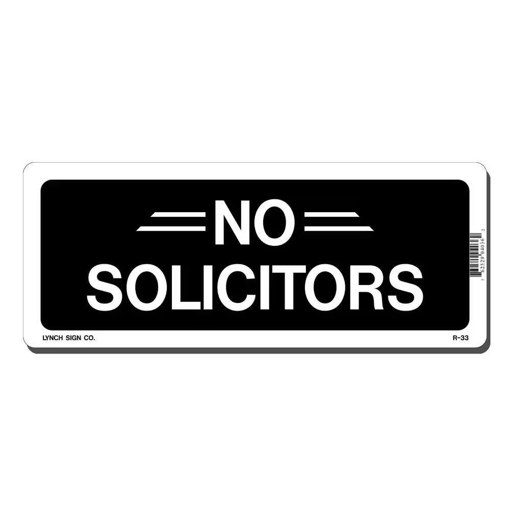 10 In. X 4 In. No Solicitors Sign Printed on More Durable, Thicker, Longer Lasti