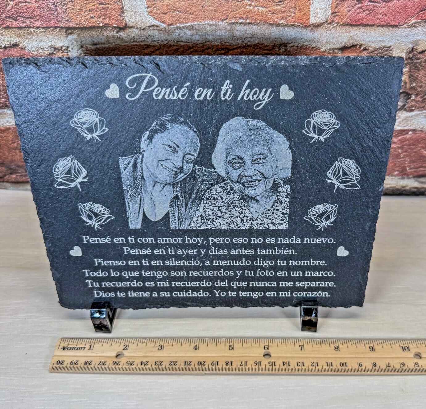 Custom Rectangular Slate Memorial Plaque 9″ x 7″ with plastic feet