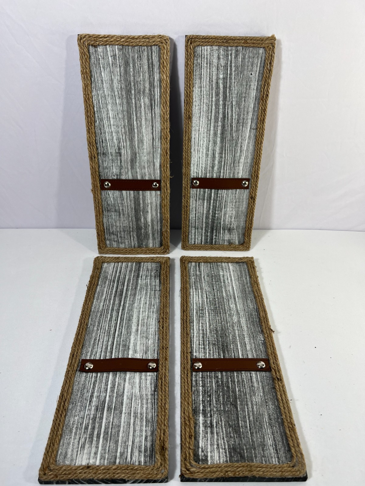4 pcs vintage wall plaque jute rope for home decor rustic flowers hanging art